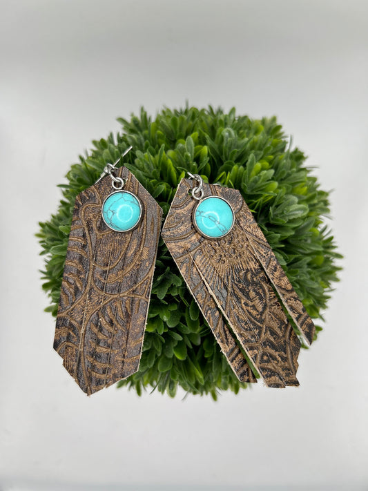 Vary Mary: brown embossed w/turquoise