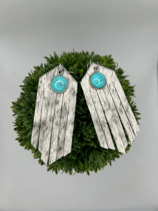 Vary Mary: hair on hide - salt & pepper w/turquoise